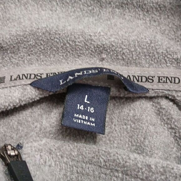 Lands' End  gray fleece turtle neck pull over therma check Sz L (14-16) - Picture 5 of 5